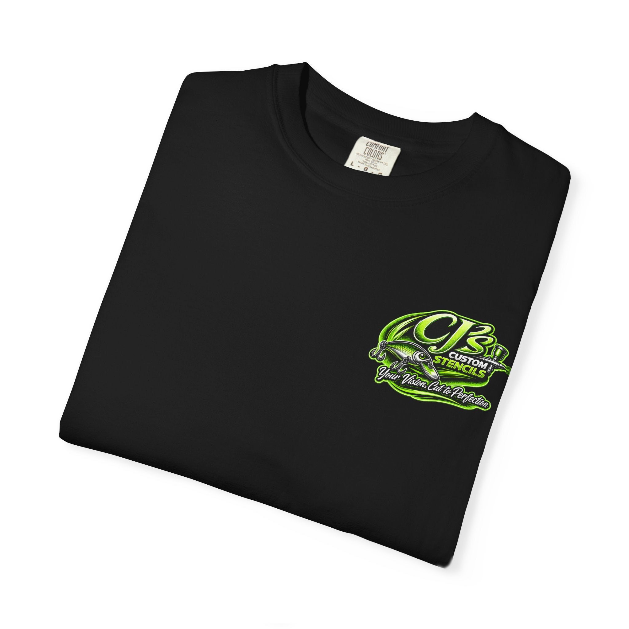 T-Shirt — CB Custom Stencils “Your Vision Cut to Perfection” Graphic