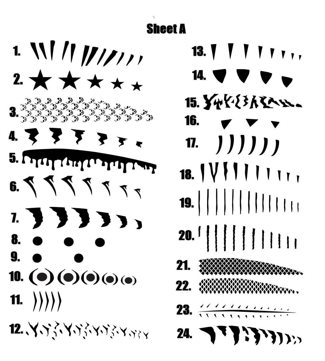 airbrush stencils fishing lure Fins v1 Assortment Stencil Works with some soft plastics as well 13pc FISHING FISH LURE PAINTING